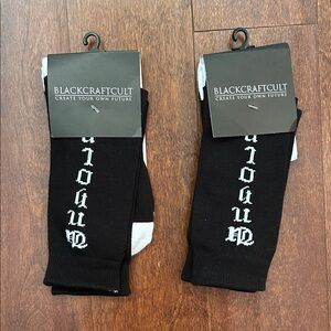 BlackCraft Cult 3 Pairs of Gothic Black and White Socks, Size 7-12, NWT